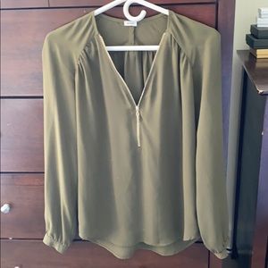 Pimkie Army Green Zip Front Blouse